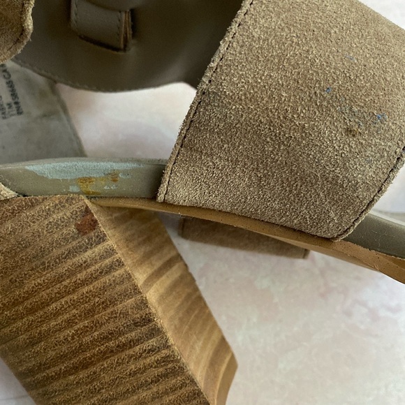 Hinge Taupe Leather Ankle Zip Heeled Sandals Sz 11 - Picture 11 of 13